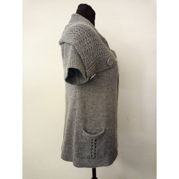 Currants Grey Knit Short Sleeve Cardigan Size Small - Picture 4 of 6